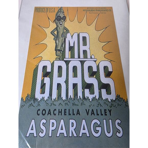 Vintage Mr. Grass Asparagus 1980s Crate Label Print Poster Art Style - Picture 3 of 8